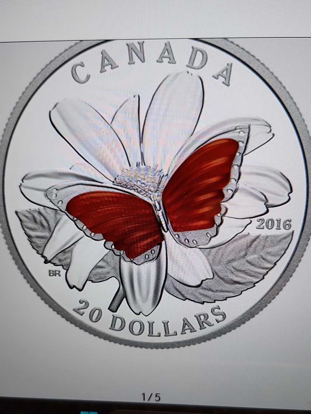 Canada Silver Coin Wall Art with Red Butterfly Accent